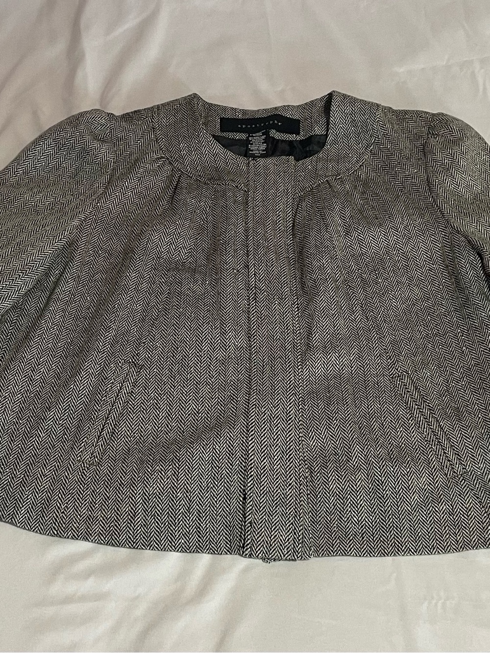 Apostrophe Black and Gray Herringbone Short Blazer